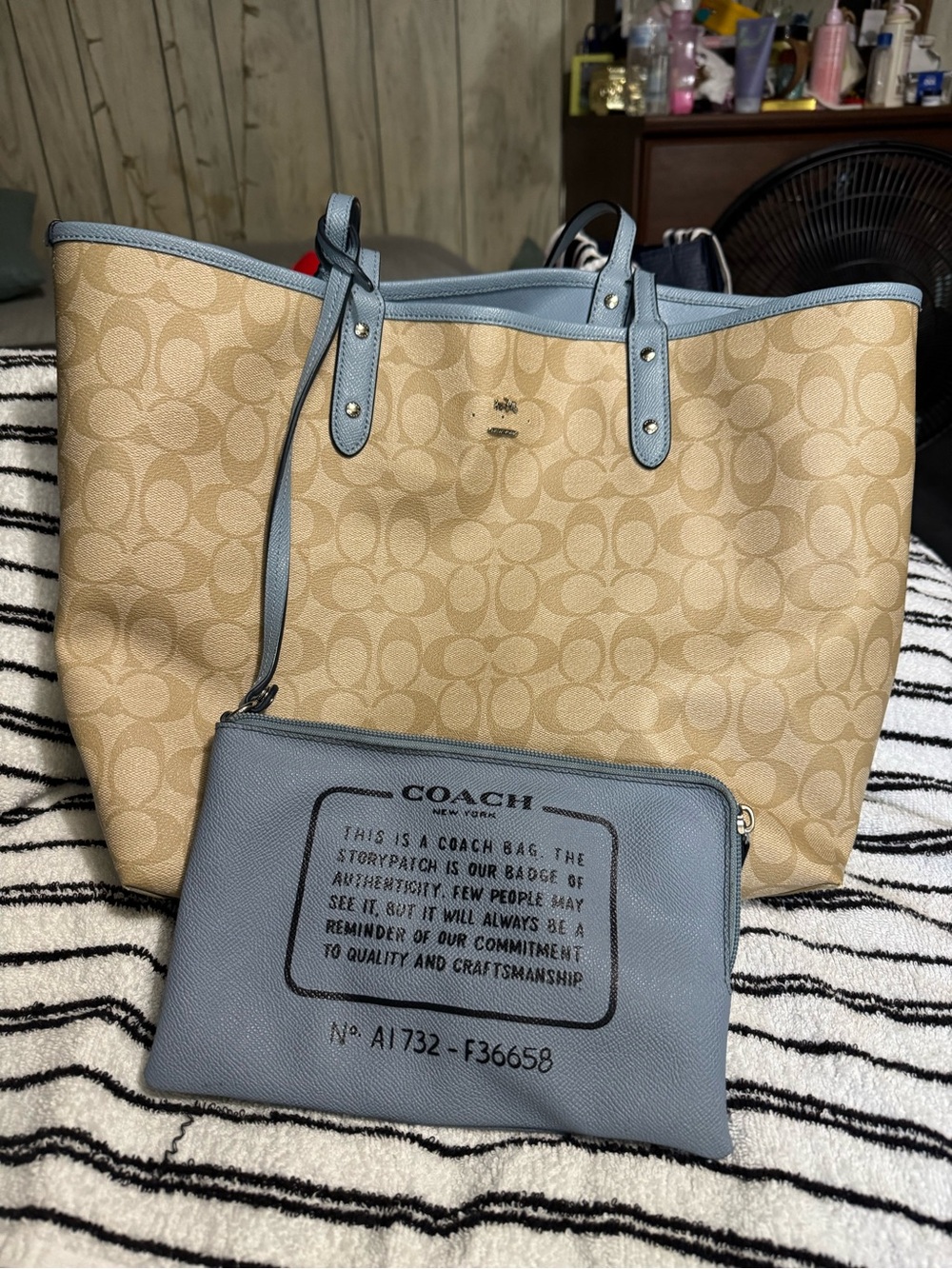 Coach reversible tote with pouch